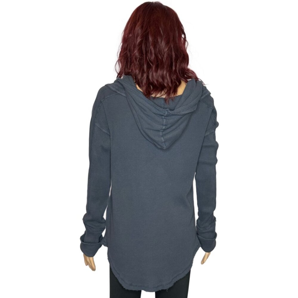 We The Free Hooded V Neck Thermal Navy Blue Sz L - Picture 2 of 9